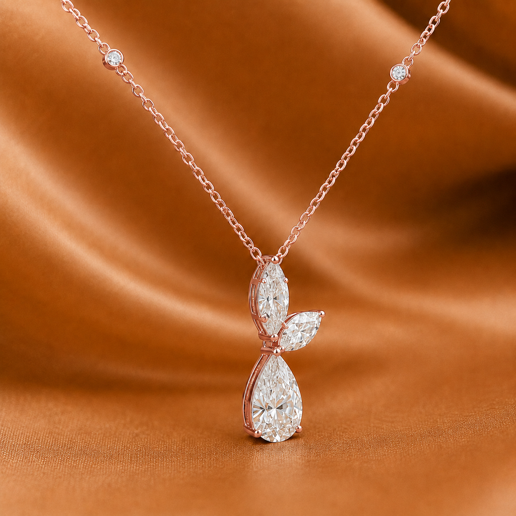 The Crystal Flora Pear Drop Diamond Necklace