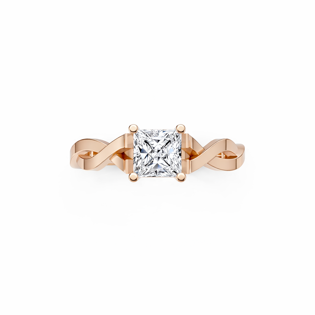 Sculptural Princess Cut Diamond Engagement Ring – VS1 Clarity