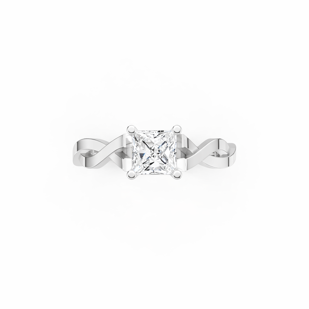 Sculptural Princess Cut Diamond Engagement Ring – VS1 Clarity