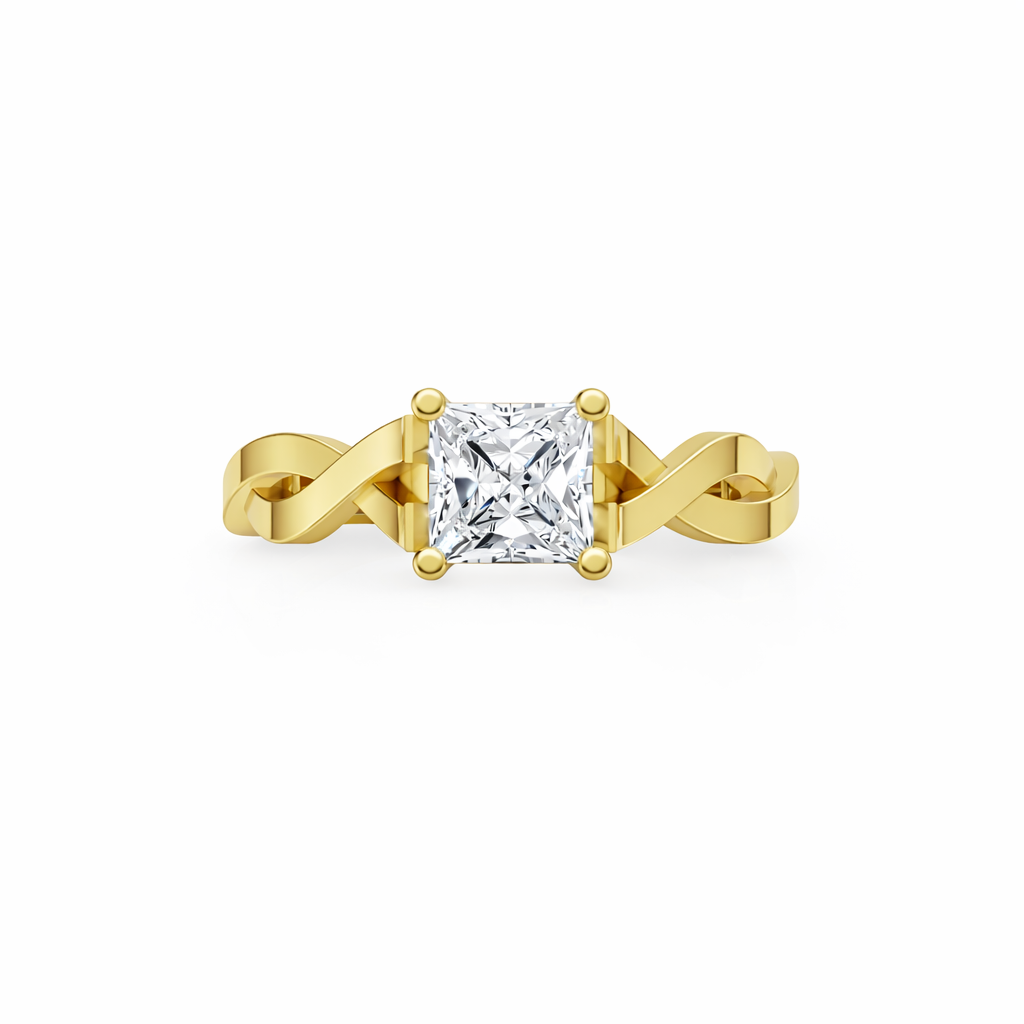 Sculptural Princess Cut Diamond Engagement Ring – VS1 Clarity