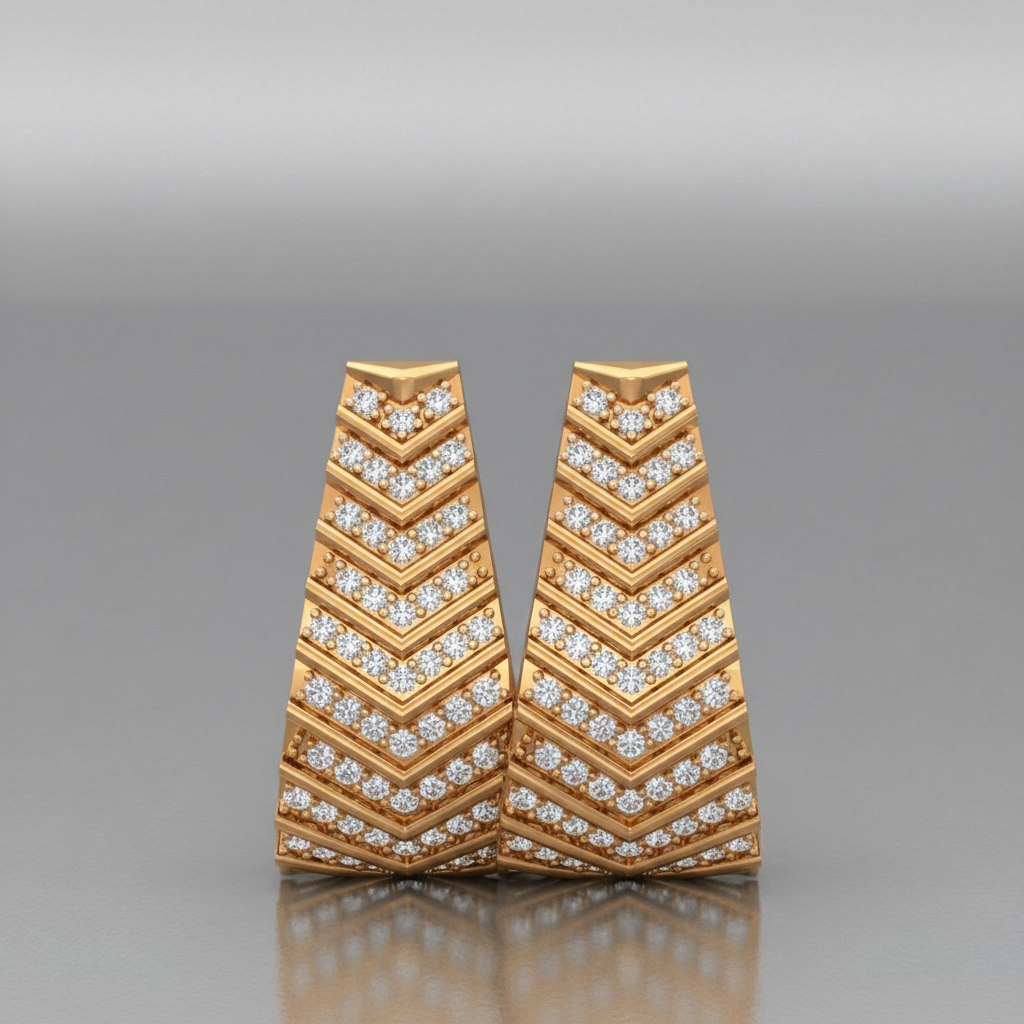 Classic Natural Diamond Ribbed Bali Hoop Earrings