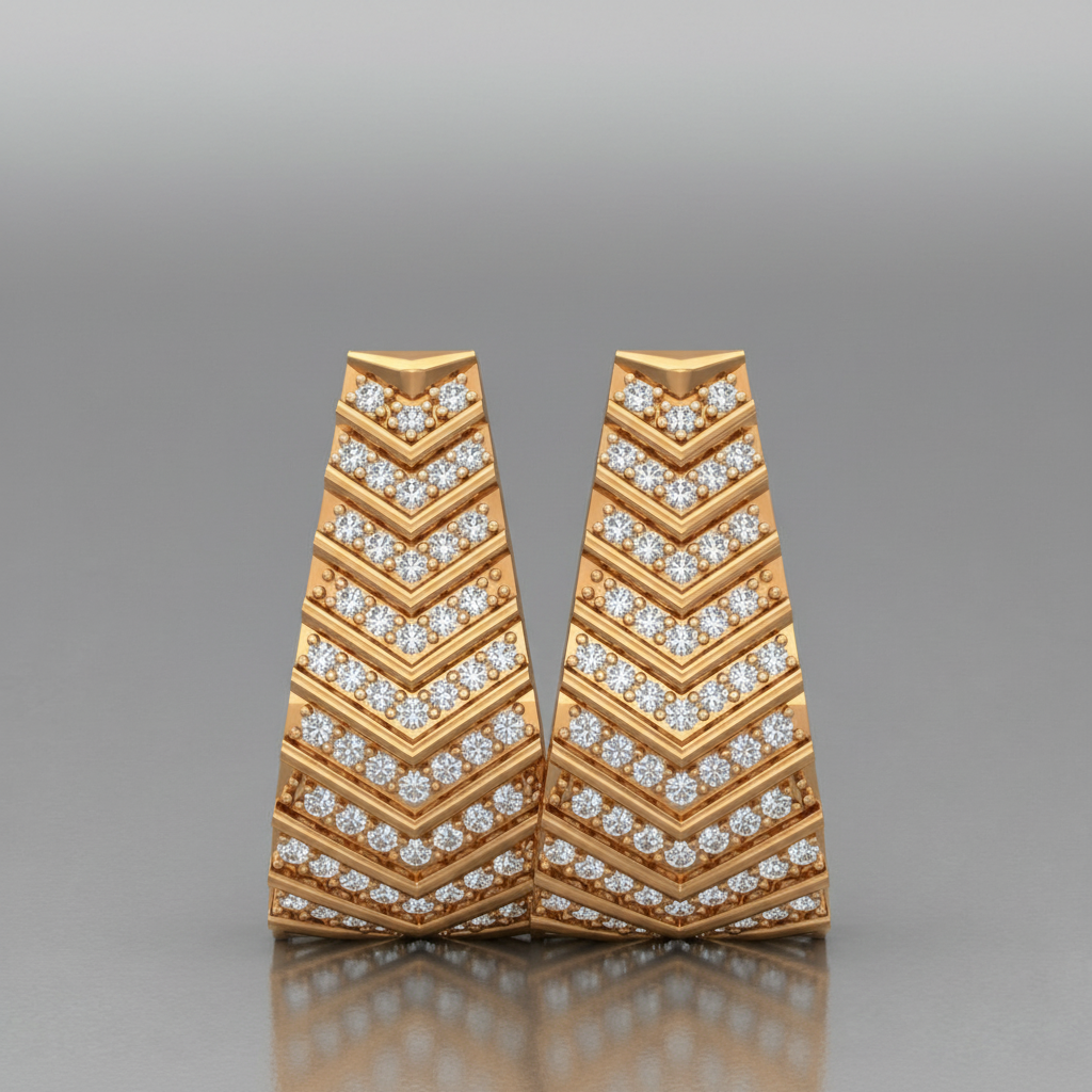 Classic Natural Diamond Ribbed Bali Hoop Earrings