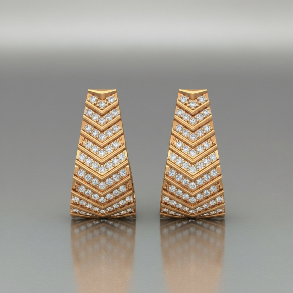 Classic Natural Diamond Ribbed Bali Hoop Earrings