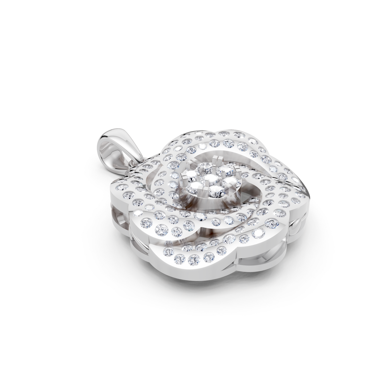 Women’s Natural Diamond Layered Floral Rosette Pendant