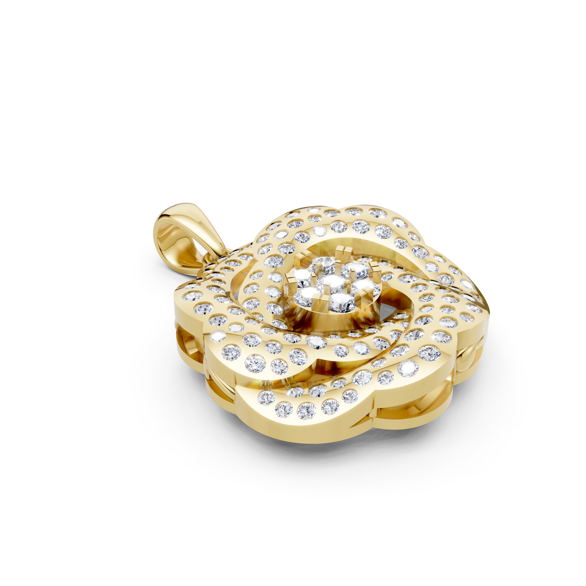 Women’s Natural Diamond Layered Floral Rosette Pendant