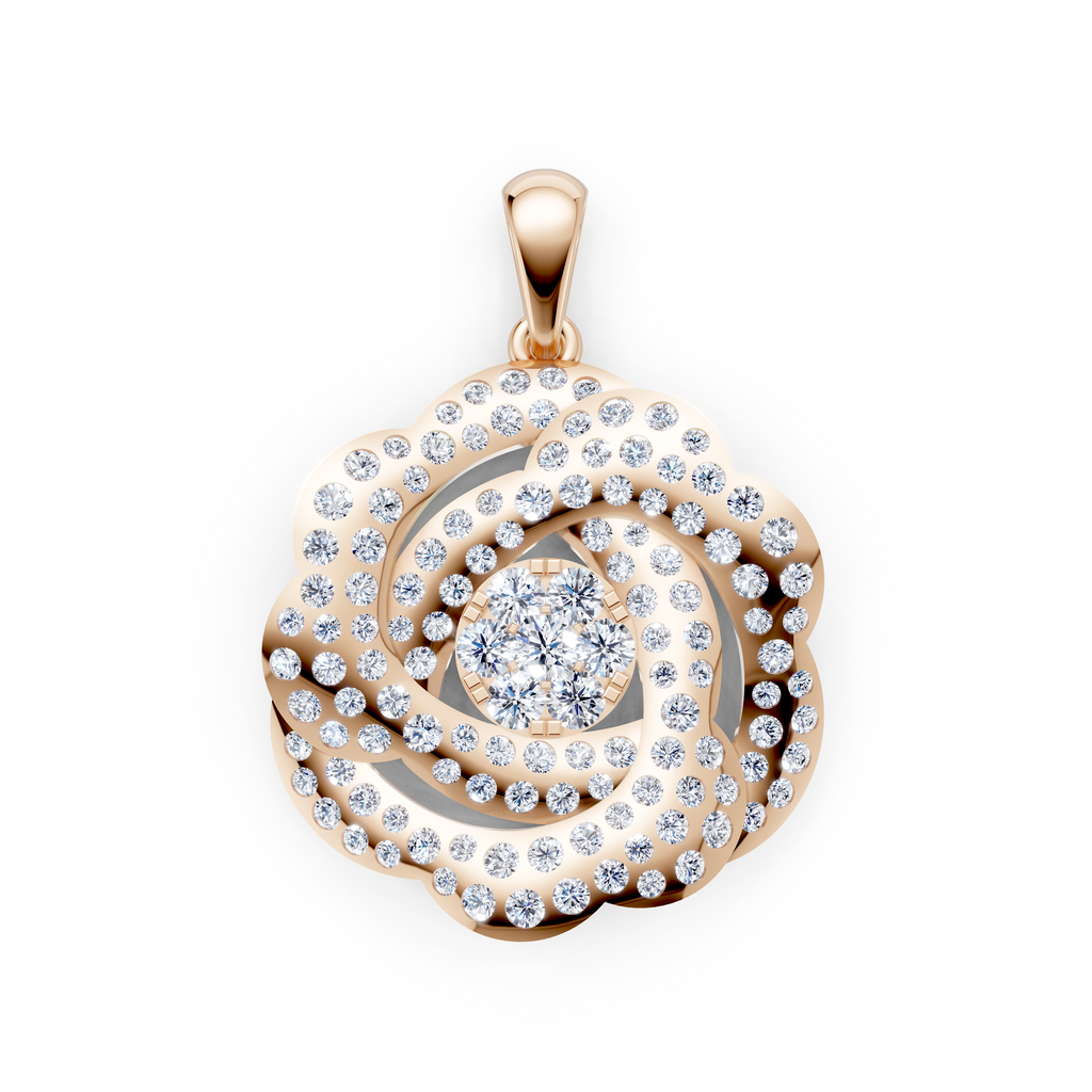 Women’s Natural Diamond Layered Floral Rosette Pendant