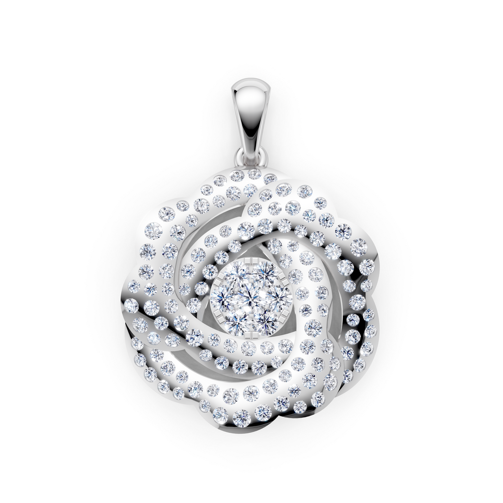 Women’s Natural Diamond Layered Floral Rosette Pendant