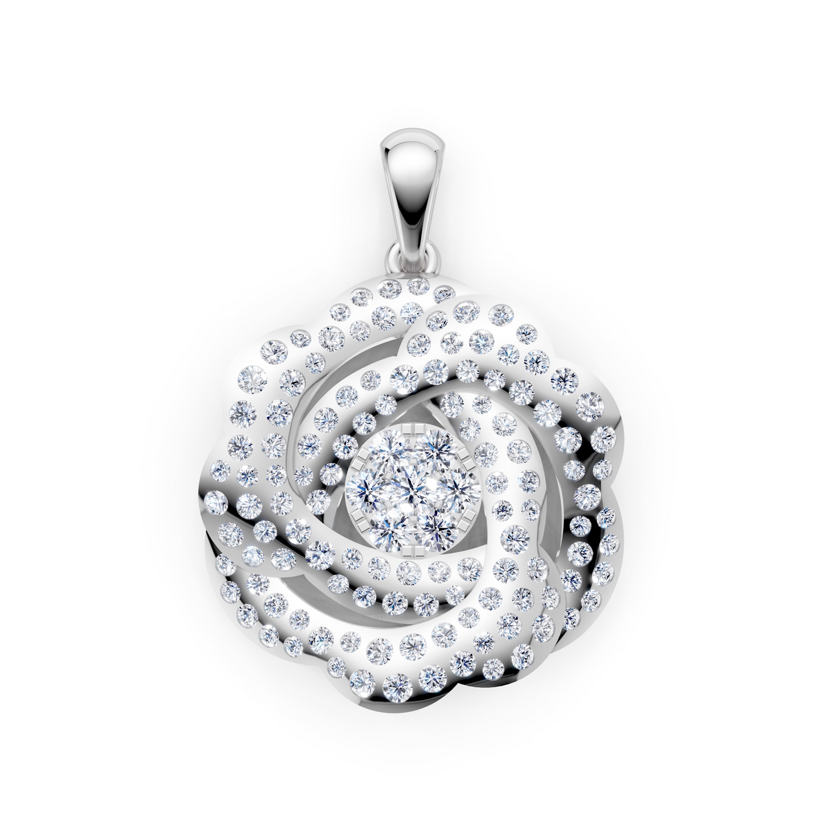 Women’s Natural Diamond Layered Floral Rosette Pendant