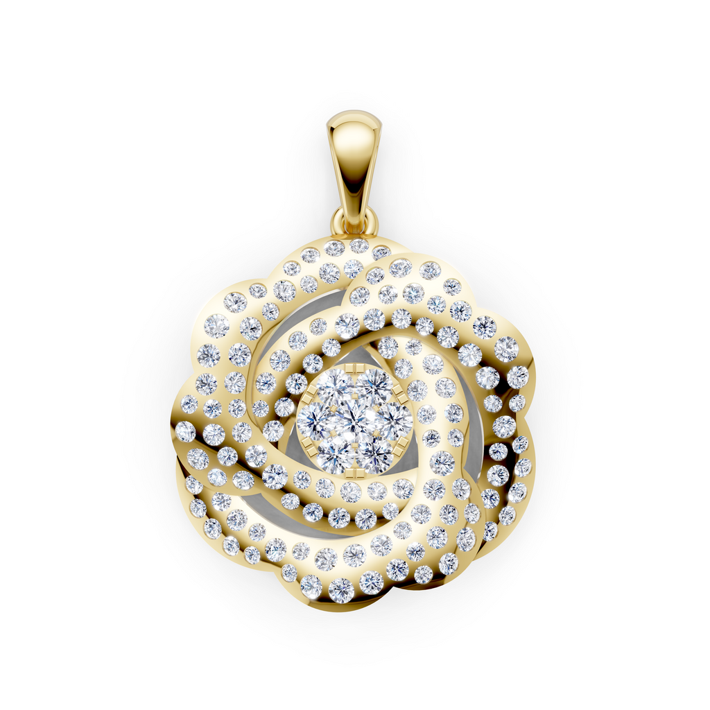 Women’s Natural Diamond Layered Floral Rosette Pendant