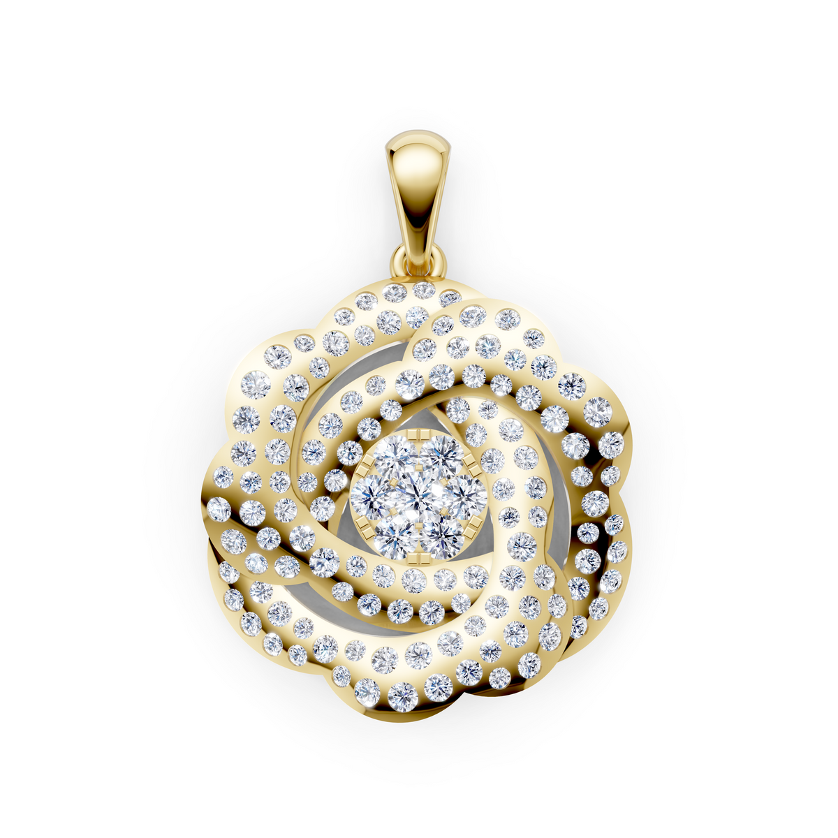 Women’s Natural Diamond Layered Floral Rosette Pendant