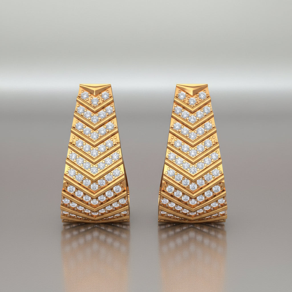 Classic Natural Diamond Ribbed Bali Hoop Earrings