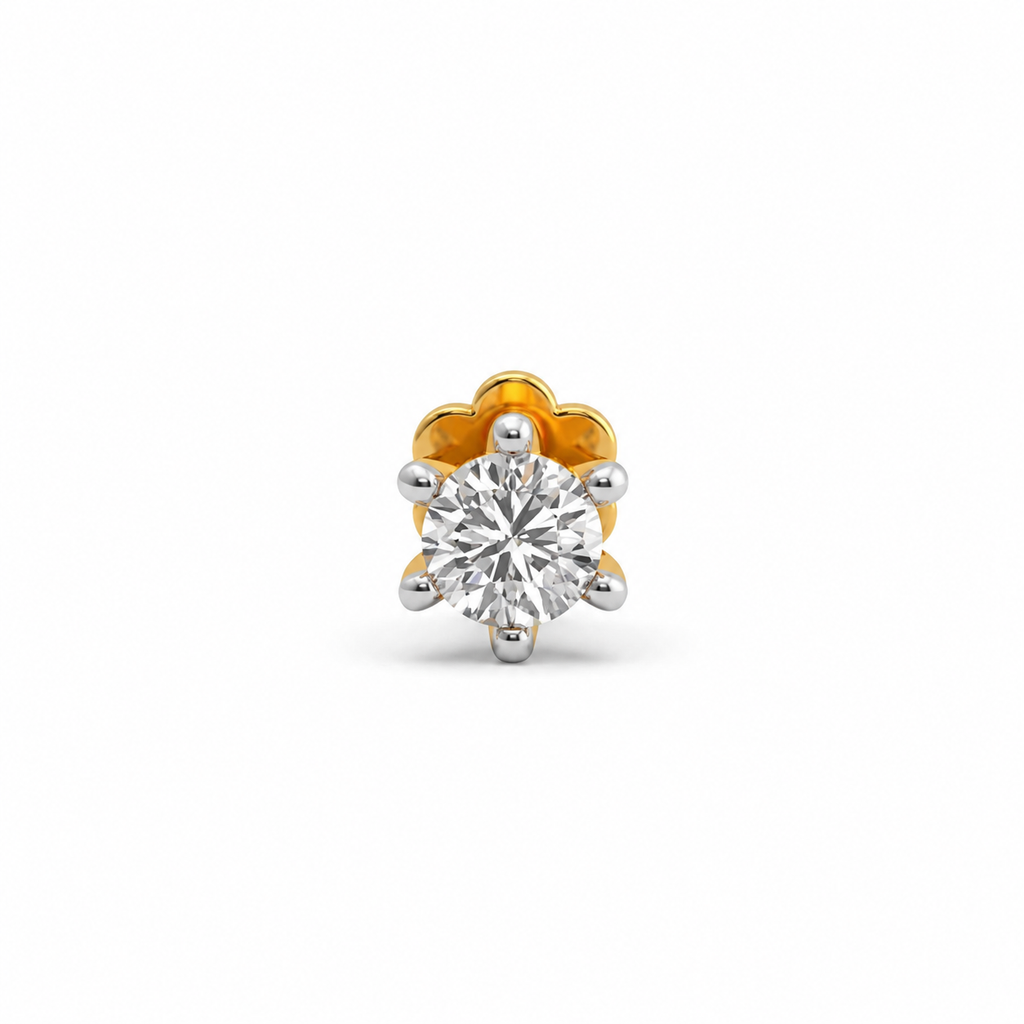 Natural Diamond Nose Pin  18K  Gold