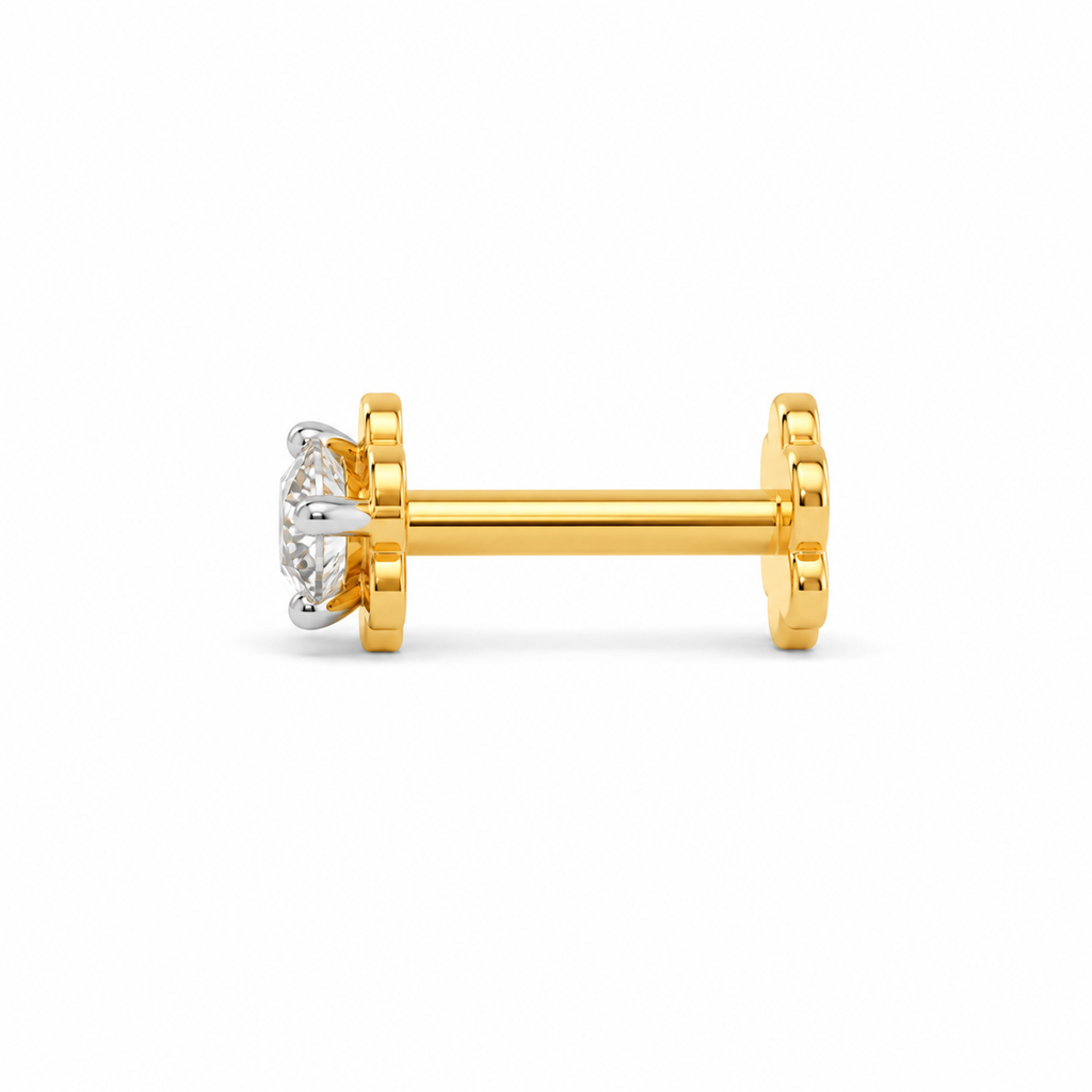 Natural Diamond Nose Pin  18K  Gold