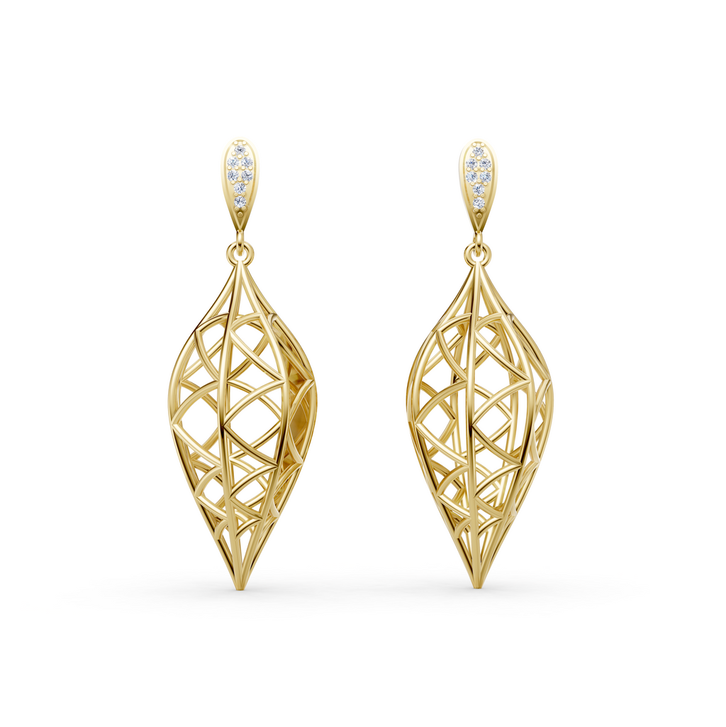 Sculptural Openwork Natural Diamond Jhumka Drop Earrings