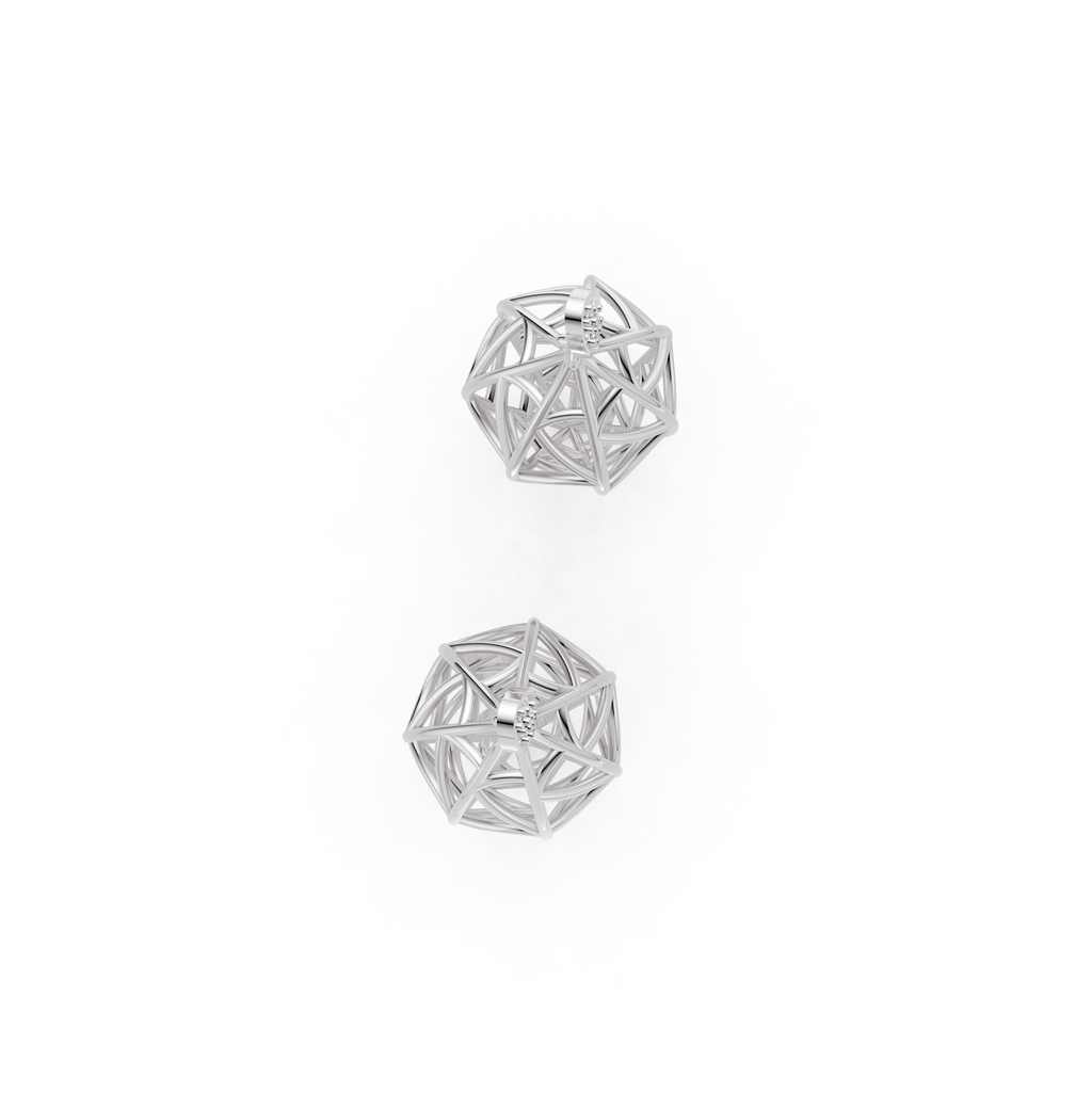 Sculptural Openwork Natural Diamond Jhumka Drop Earrings