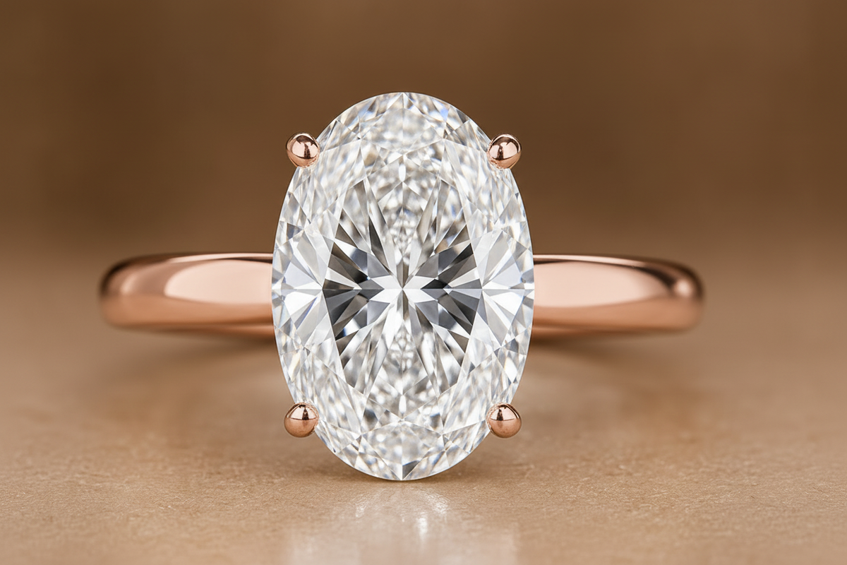 Rose Gold - Oval Solitaire Front
