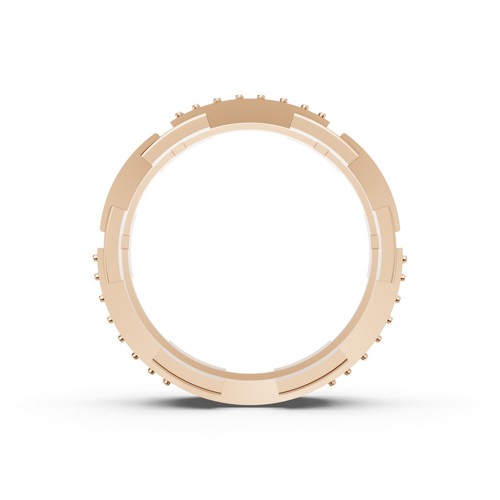 Certified Natural Diamond Women’s Architectural Wide Statement Ring in Solid Gold