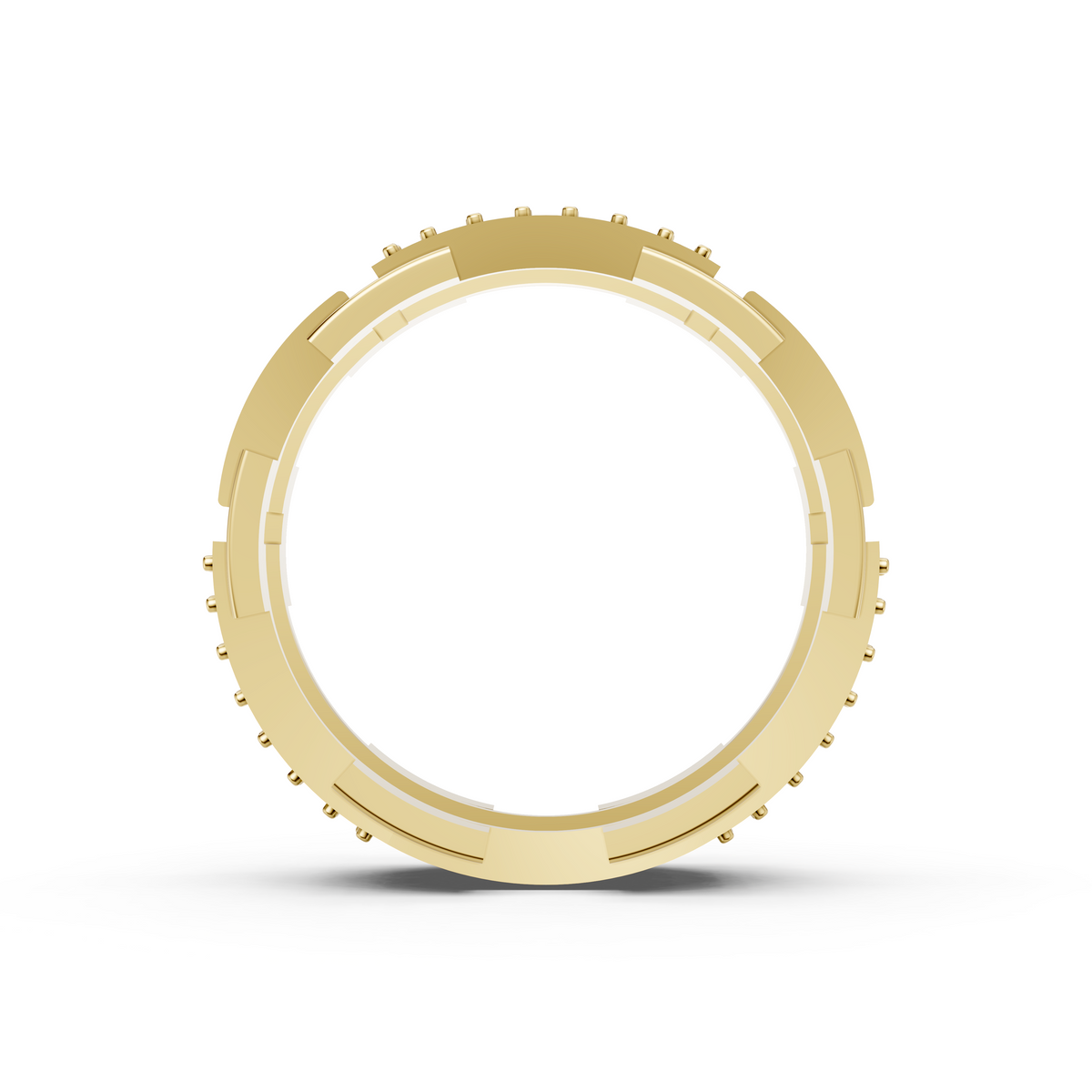 Certified Natural Diamond Women’s Architectural Wide Statement Ring in Solid Gold
