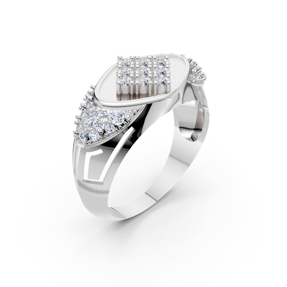 Men's Certified Lab-Grown Diamond Rhombus Cluster Ring
