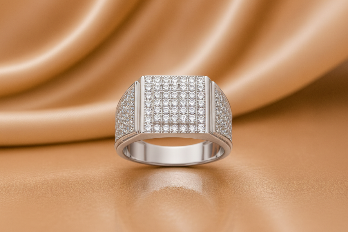 White Gold Diamond Signet Ring